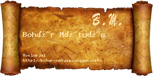 Bohár Mátyás névjegykártya